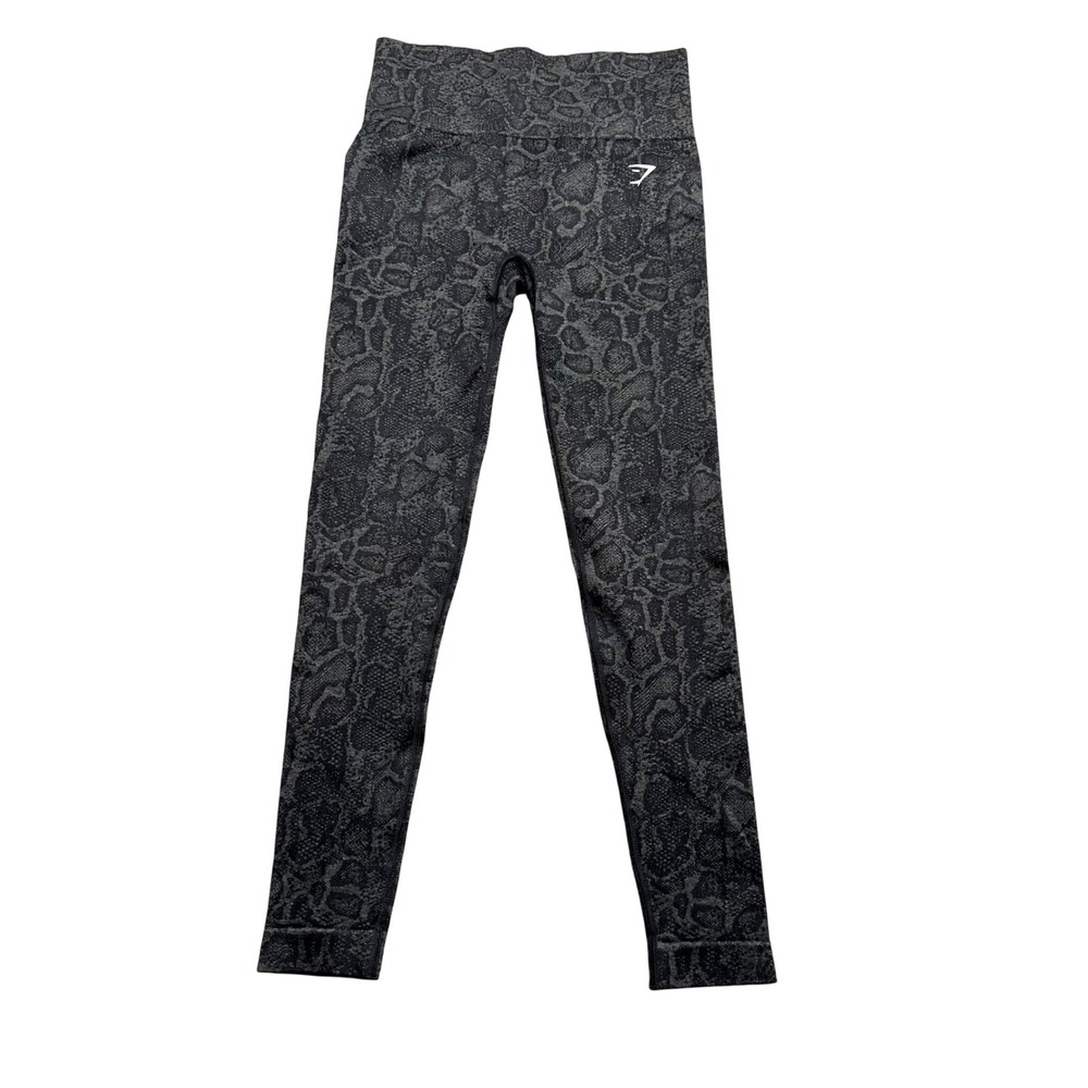 Gymshark Adapt Animal Seamless Leggings Womens S Black Gray Snake Print Scrunch